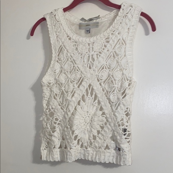 Guess Tops - Guess White Crochet Tank Top